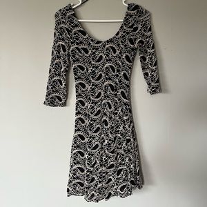 Papillon Beige and Black Paisley patterned A-Line Mini dress